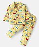 Babyhug Cotton Knit Full Sleeves Front Open Night Suit with Airplane Print - Yellow