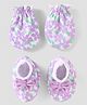 Babyhug 100% Cotton Knit Mittens & Booties with Floral Print - Purple