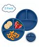 Nicety Silicone Suction Divided Plates for Babies, Kids, Toddlers - Microwave & Dishwasher Safe Baby Feeding Plates Baby Tableware Dinner Plate for Eating 2 pack (Dark Blue)