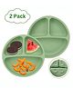 Nicety 2 Pack Silicone Suction Divided Plates for Babies, Kids, Toddlers - Microwave & Dishwasher Safe Baby Feeding Plates Baby Tableware Dinner Plate for Eating (Green)