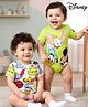 Babyhug Disney Interlock Knit Half Sleeves Onesies With Disney Character Detailing Pack of 2 - Green & White