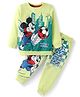 Babyhug Disney Single Jersey Knit Full Sleeves T-Shirt & Lounge Pant Set With Mickey Mouse Graphics - Light Green