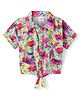 Babyhug Rayon Woven Half Sleeves Knotted Top With Floral Print - Dark Pink