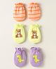 Babyhug Interlock Mittens With Animal Print Pack of 3 - Orange Green & Purple