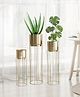 BEHOMA Gold Plated Metal Planters with Stands, Modern Tall Planters for Home Décor, Set of 3 (Plant not Included).