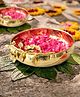 BEHOMA Flower Design 9.8 Inches Brass Urli Decor Bowl, Golden, Urli Bowl for Home Décor.