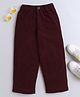 Aww Hunnie Woven Side & Back Pockets Detailed Ribbed Trousers - Maroon