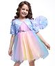 Hola Bonita Knit Half Sleeves Party Shrug & Mesh Dress with Floral Design & Sequin Detailing - Multicolor