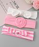 Bonfino Free Size Headbands with Bow Applique Pack of 3 - Pink & White