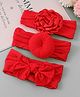 Bonfino Headbands with Bow & Floral Applique Free Size Pack of 3 - Red