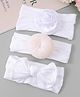 Bonfino Headbands with Bow & Floral Applique Free Size Pack of 3 - White