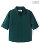 Babyhug Cotton Knit Full Sleeves Solid Collar Shirt - Dark Green