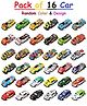 ADKD Friction Powered Mini Metal Pull Back Cars for Kids, Gift for Collectors & Kids- Pack of Random 16 Car (Model, Color & Design May Vary)