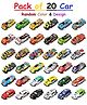ADKD Friction Powered Mini Metal Pull Back Cars for Kids, Gift for Collectors & Kids- Pack of Random 20 Car (Model, Color & Design May Vary)
