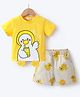 Mark & Mia Cotton Half Sleeves T-Shirt & Shorts Set with Duck Print & Applique - Yellow
