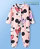 Babyoye Disney Interlock Knit Full Sleeves Front Open Minnie Mouse Printed Footed Sleep Suit - Pink