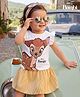Babyoye Disney Single Jersey Knit Sleeveless Top & Skirt Set With Bambi Graphics - White & Yellow