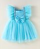 Mark & Mia Woven Frill Sleeves Party Onesie with Bow Applique - Aqua Blue