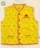 Pranava 100% Organic Cotton Sleeveless Floral Embroidered Ethnic Jacket - Yellow