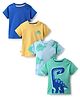 Bonfino 100% Cotton Knit Half Sleeves T-Shirts Dino Print Pack Of 4 - Multicolor
