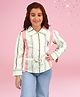 Cutecumber Full Sleeves Ice Cream Patch Detailed Striped Shirt Style Top - Green