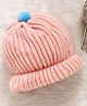 Little Angels Solid Beanie Cap With Pom Pom - Pink-  Diameter 46 Cms