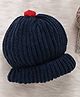 Little Angels Solid Beanie Cap With Pom Pom - Navy Blue-  Diameter 46 Cms