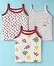 OHMS Single Jersey Knit Sleeveless Slips With Heart  & Leaves Print Pack Of 3 - White & Grey