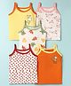 OHMS Single Jersey Knit Singlet Sleeves Heart & Leaf Printed Slips Pack of 5 - Multicolor