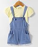 Enfance Solid Pocket Detailed Dungaree With Half Sleeves Tee - Lemon Yellow