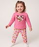 Babyoye Eco Conscious 100% Cotton Knit Full Sleeves Night Suit with Floral Print - Pink