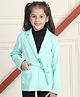 Mini & Ming Full Sleeves Solid Belted Winter Coat - Aqua Blue