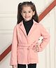 Mini & Ming Full Sleeves Solid Belted Winter Coat - Baby Pink