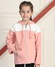 Mini & Ming Fleece Full Sleeves Colour Blocked Hooded Sweatshirt With Front Zipper - Salmon Pink