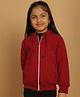 Mini & Ming Fleece Full Sleeves Solid Hooded Sweatshirt - Maroon