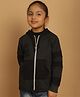 Mini & Ming Fleece Full Sleeves Colour Blocked Hooded Sweatshirt - Grey
