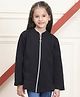 Mini & Ming Fleece Full Sleeves Solid Sweatshirt With Front Zipper - Black