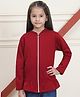 Mini & Ming Fleece Full Sleeves Solid Sweatshirt With Front Zipper - Maroon