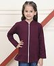 Mini & Ming Fleece Full Sleeves Solid Sweatshirt With Front Zipper - Wine
