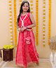 AATYA KIIDS Cotton Sleeveless Floral Bandhani Printed & Lace Embellished Lehenga Choli Set - Red