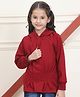 Mini & Ming Fleece Full Sleeves Solid Pleated Hooded Sweatshirt - Maroon
