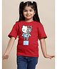 Kidsville Cotton Hello Kitty Featuring Half Sleeves Kitty White Printed Tee - Red