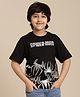 Kidsville Cotton Knit Marvel Featuring Half Sleeves Spiderman Logo Foil Printed Tee - Black