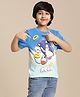 Kidsville Cotton Sonic Featuring Half Sleeves Hedgehog Printed Ombre Tee - Blue & Aqua Blue