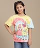 Kidsville Cotton Spongebob Squarepants Featuring Half Sleeves Character Printed Tie Dye Tee - Blue & Pink