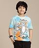 Kidsville Tom & Jerry Featuring Half Sleeves Character Logo Printed Tee -Blue