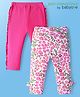 Babyoye Lycra Full Length Solid & Floral Printed Leggings Pack Of 2 - Pink & Dark Pink