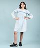 tweeny mini Pure Cotton Full Sleeves Mild Washed Denim Dress - Blue