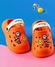 Cute Walk by Babyhug Clogs With Backstrap Closure Coffee Sun & Paw Appliques - Orange