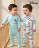 Babyhug Disney Cotton Knit Full Sleeves Footed Sleep Suits with Lady and The Tramp Graphics Pack of 2 - Light Blue & White